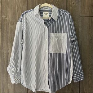 Abercrombie & Fitch Blue and White Striped Button Down Shirt